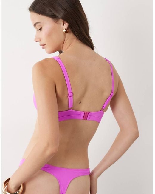 ASOS Pink Fuller Bust Maya Alice Tie Front Plunge Bikini Top