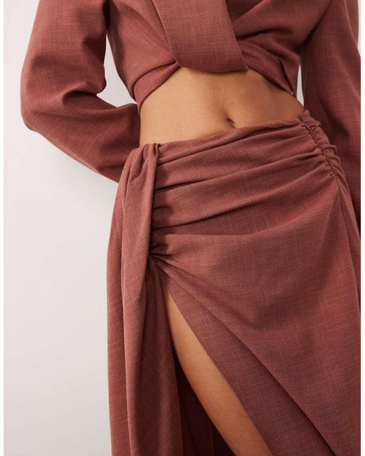 ASOS Brown Asos X The Sourced Collection Draped Maxi Skirt