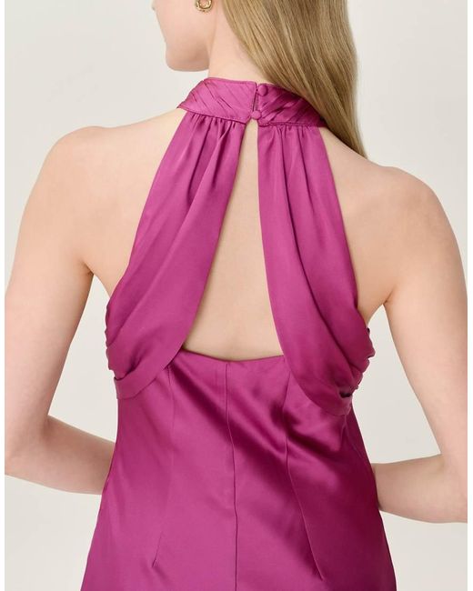 OMNES Pink Dresses Seychelles Halter Neck Satin Midi Dress