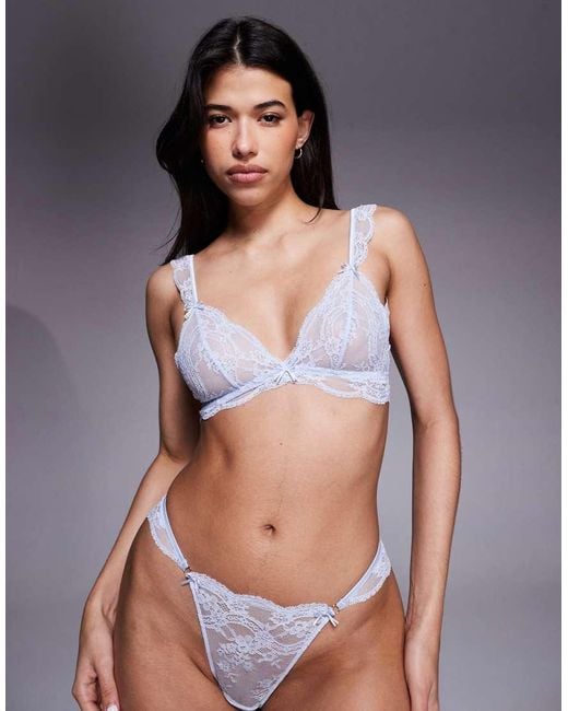 ASOS Gray Bridal Lola Lace Triangle Bralette With Bow Details