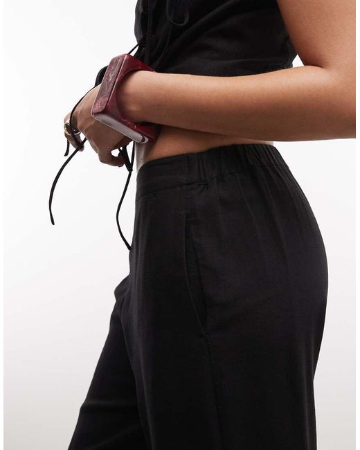 ASOS Black Linen Wide Leg Trouser Co-Ord