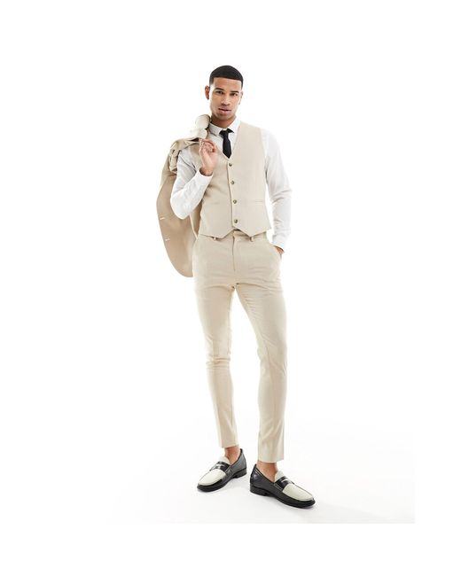 ASOS Natural Wedding Super Skinny Suit Waistcoat for men