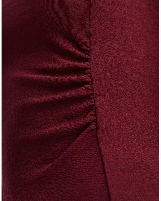ASOS Textured Mesh Long Sleeve Top With Side Ruching Detail
