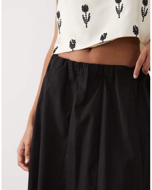 Mango White 100% Cotton A Line Midi Skirt