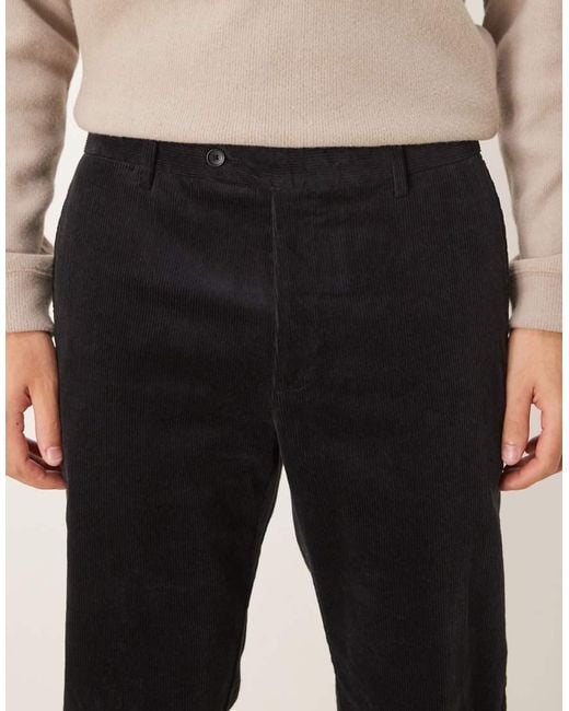 Mango Black Slim Fit Cord Trousers for men