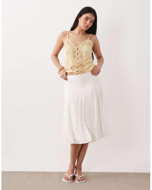 Abercrombie & Fitch Natural Godet Midi Skirt