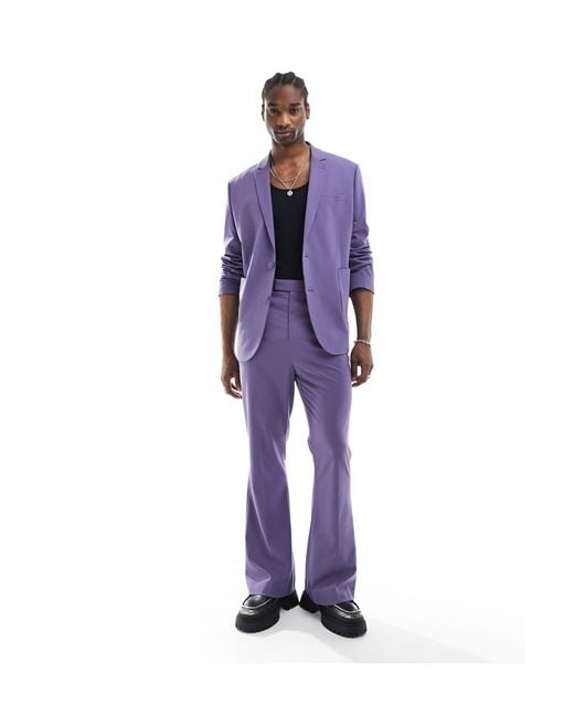 ASOS Purple Flare Suit Trouser for men