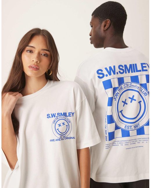 ASOS Blue Unisex Oversized T-shirt With Smile Print