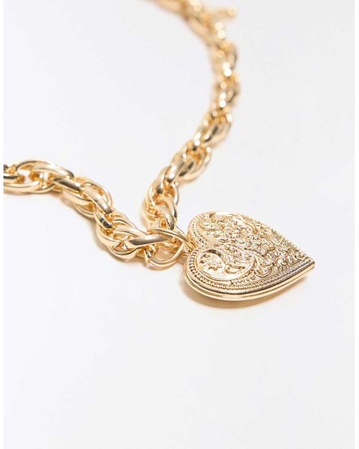 Bershka Black Chunky Heart Chain Necklace