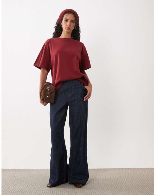 ASOS Red Short Sleeve Oversized Top With Lace Bandana