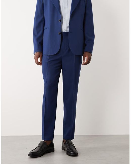 ASOS Blue 100% Summer Wool Tapered Suit Trousers for men