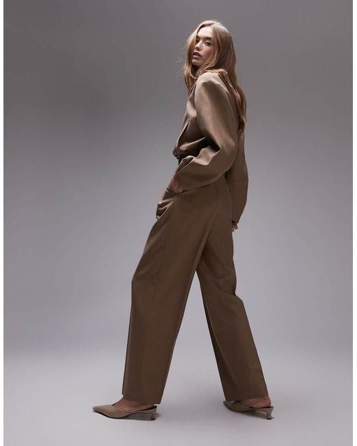 & Other Stories Broek Met Riem En Strepen, Deel Van Co-Ord Set in het Brown