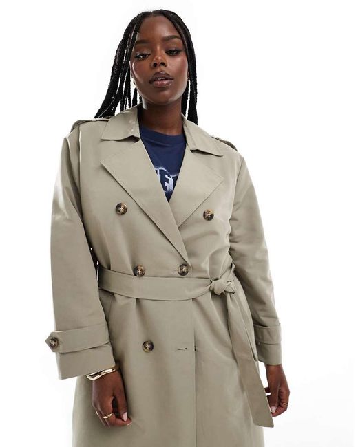 Vero Moda Blue Longline Belted Trench Coat