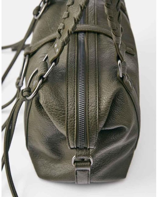 Pull&Bear Green Ring Detail Shoulder Bag