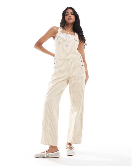 Levi's White Vintage Fit Stripe Denim Dungarees