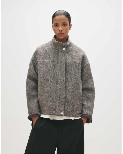 Pull&Bear Gray Oversize Felt Jacket