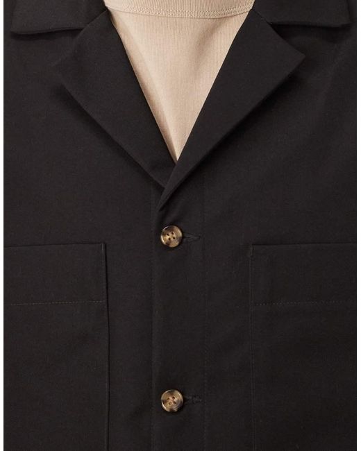 ASOS Nette Shacket Met Reverskraag in het Black voor heren