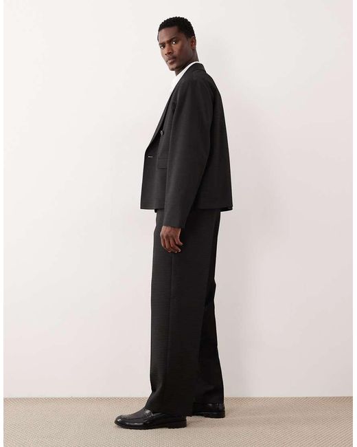 ASOS Pantalon Met Wijde Pijpen Van Jacquard in het Black voor heren