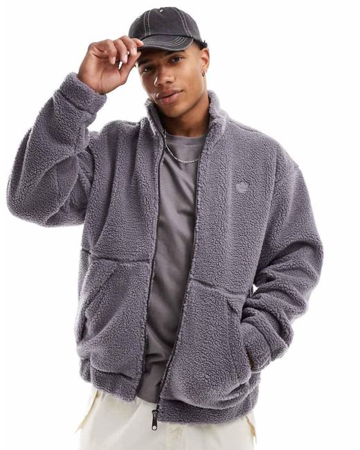 Adidas Originals Blue Premium Essentials Polar Fleece Full-Zip Sweatshirt for men