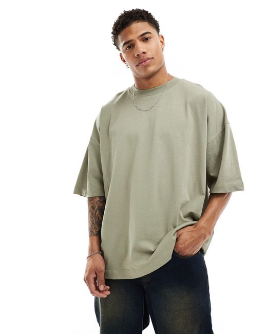 T-shirt épais ultra oversize - kaki ASOS pour homme en coloris Green