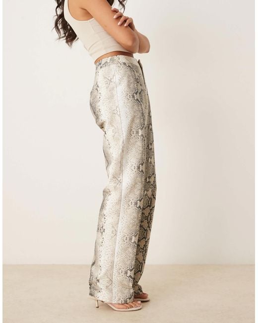 Vrg Grl Natural Rue Snake Print Wide Leg Denim Pants