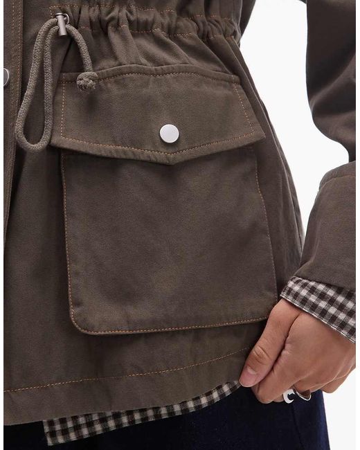 emory park Green Oversized Button Through Worker Jacket