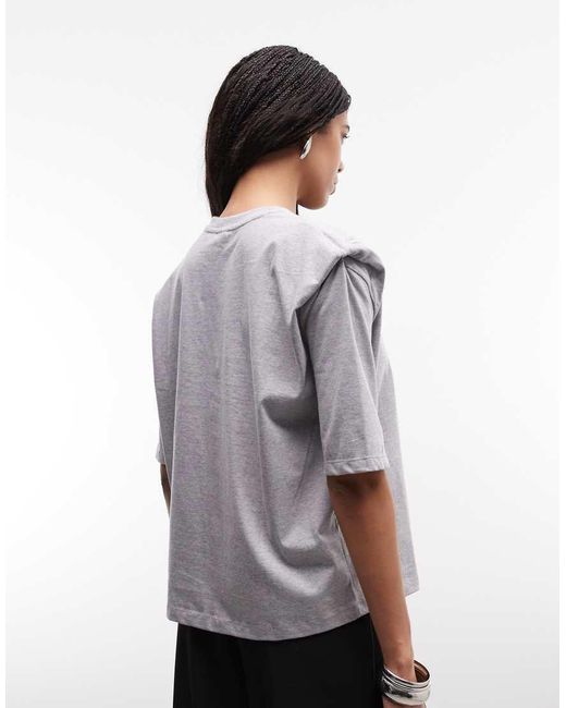 ASOS Gray Regular Fit Tee With Sharp Shoulder Pad Detail