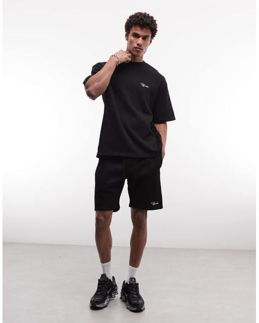 PEGADOR Black Signar Oversized Rib T-shirt Co-ord for men