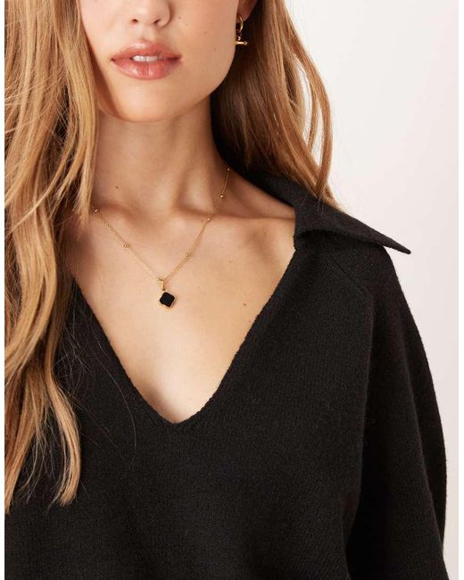 Gina Tricot Black Long Sleeve V Neck Collar Knitted Sweater
