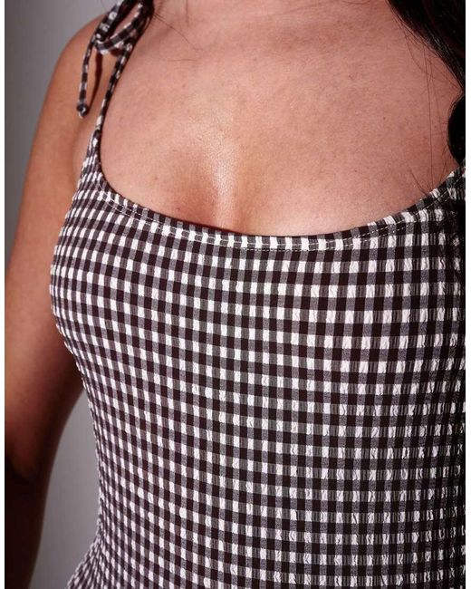 South Beach Purple Gingham Tie Shoulder Swimsuit