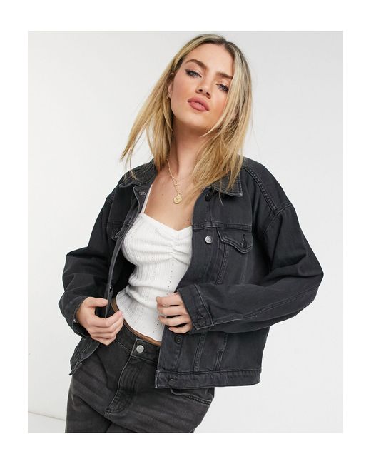 plain black denim jacket