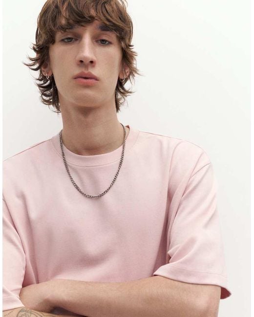 Pull&Bear Pink Boxy Oversized Interlock T-Shirt for men