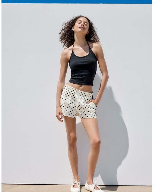 Stradivarius Black Technical Polka Dot Shorts