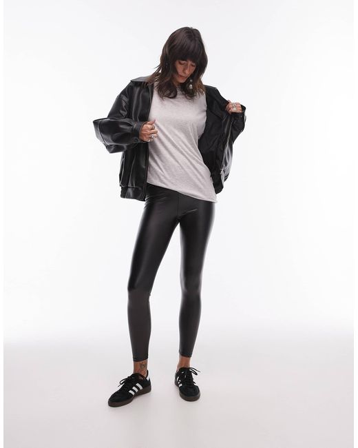TOPSHOP Black Faux Leather Leggings