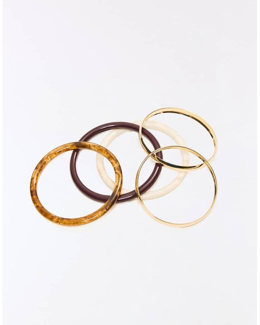 Bershka Brown Resin Bracelet Pack