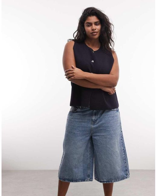 Noisy May Blue Mid Waist Bermuda Short