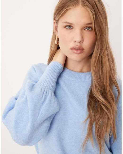 Vila Blue Balloon Sleeve Knitted Jumper