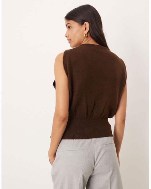 ASOS Brown Knitted Tank Top With Cinched Waist