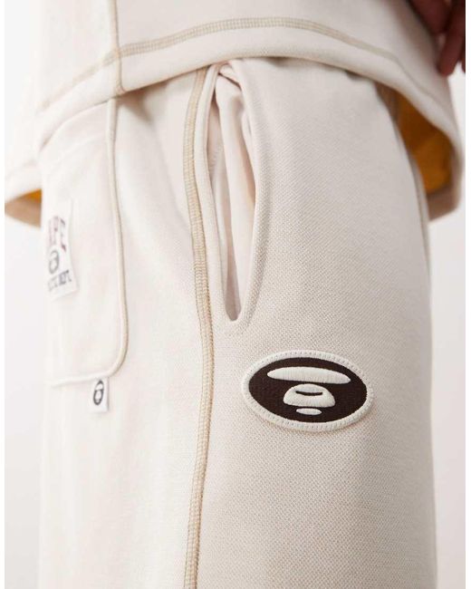 Aape By A Bathing Ape Natural Aape By A Bathing Ape Reversible Logo Sweatshirt Fabric Shorts for men