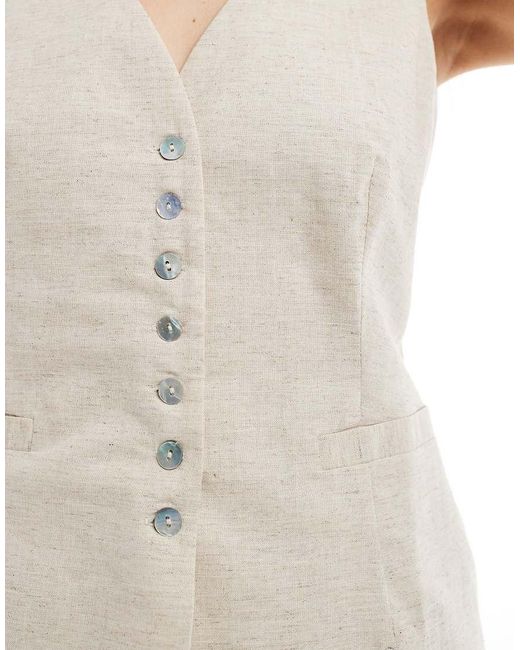 4th & Reckless White Linen Look Tie Back Waistcoat Co-ord