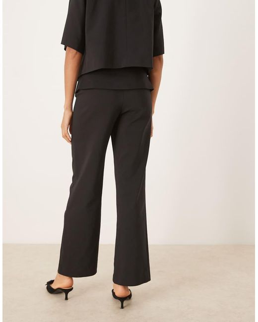 ASOS Black Tailored Fold Over Gold Button Straight Leg Pants
