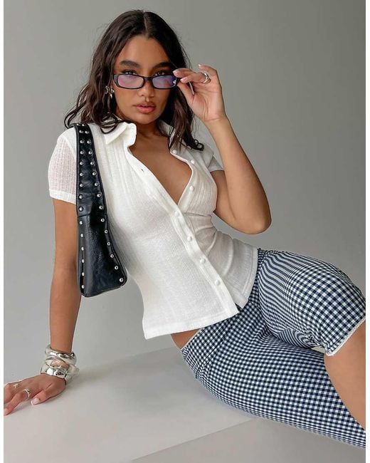Princess Polly Gray When You Sleep Jersey Button Through Fitted Shirt