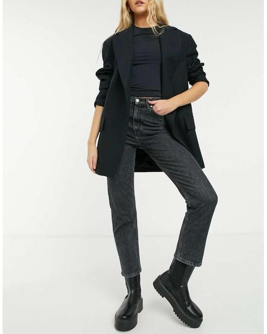 & Other Stories Black Favourite Cotton Straight Leg High Rise Jeans