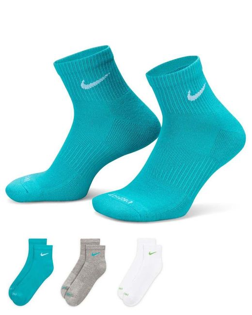 Nike Blue Everyday Cushioned Plus 3 Pack Ankle Socks for men