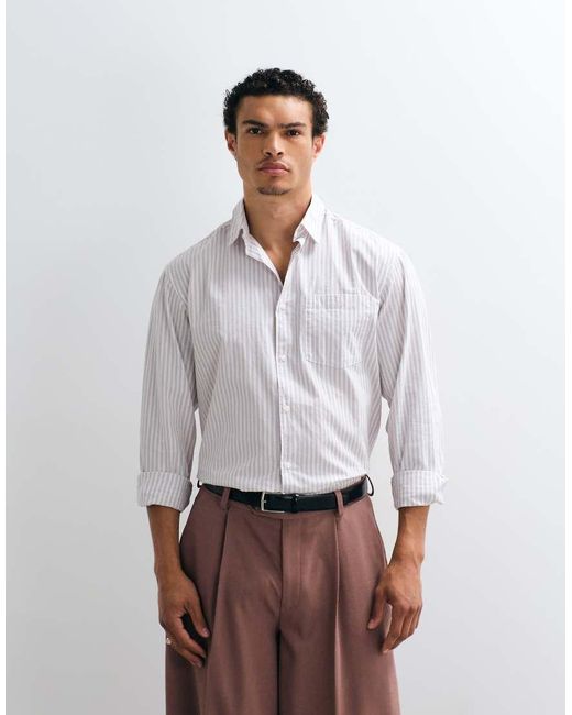 Jack & Jones White Poplin Stripe Shirt for men