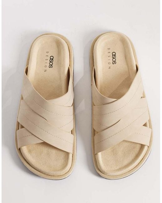 ASOS White Cross Over Strap Sandals for men