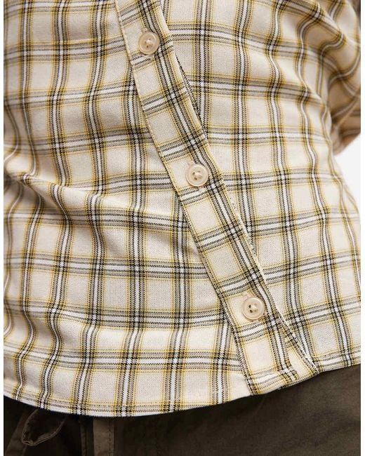 Collusion Multicolor Asymmetric Placket Shirt With Puff Sleeve