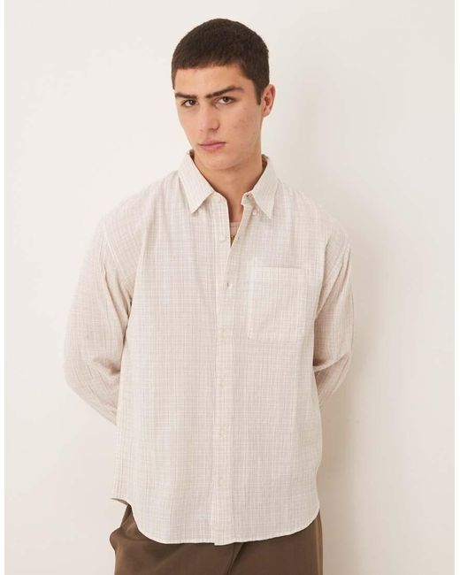 Abercrombie & Fitch Natural Long Sleeve Plaid Shirt