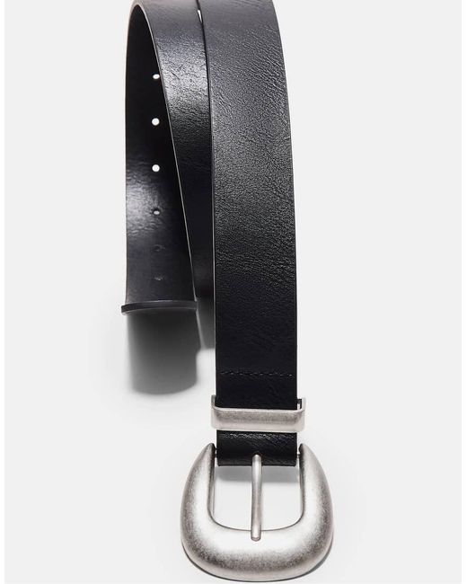 Stradivarius Black Basic Matte Buckle Belt