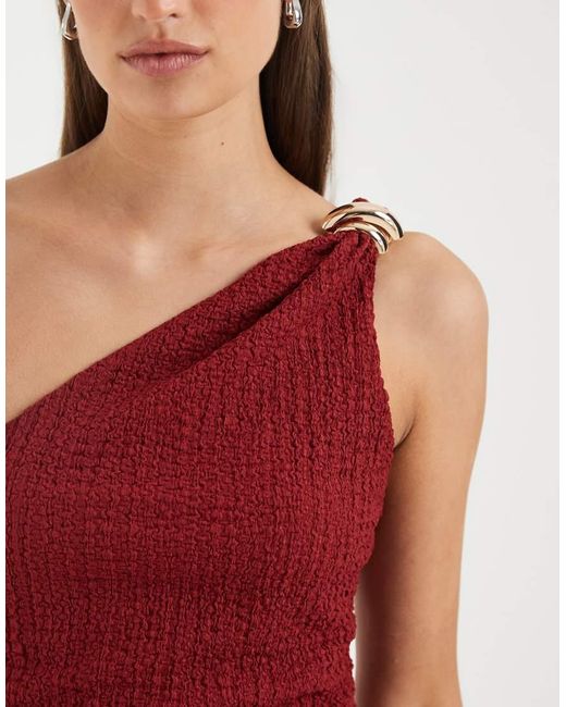 ONLY Red Asymetric Crinkled Textu Top